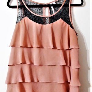 LC Lauren Conrad  Pink and blk Tiered top Sz L